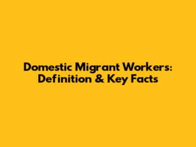 Domestic Migrant Workers: Definition & Key Facts