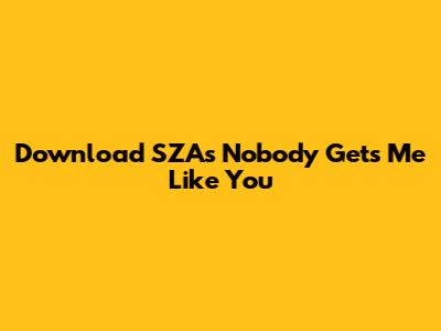 Download SZA's "Nobody Gets Me Like You"