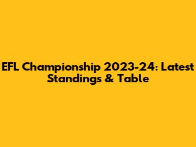 EFL Championship 2023-24: Latest Standings & Table