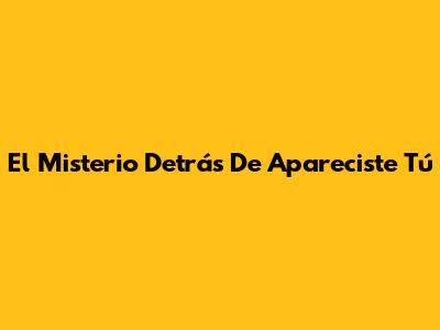 El Misterio Detrás De "Apareciste Tú"