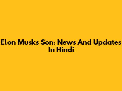 Elon Musk's Son: News And Updates In Hindi