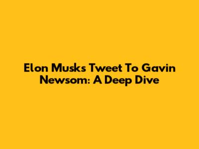 Elon Musk's Tweet To Gavin Newsom: A Deep Dive