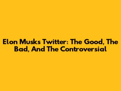 Elon Musk's Twitter: The Good, The Bad, And The Controversial