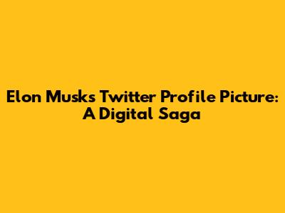 Elon Musk's Twitter Profile Picture: A Digital Saga