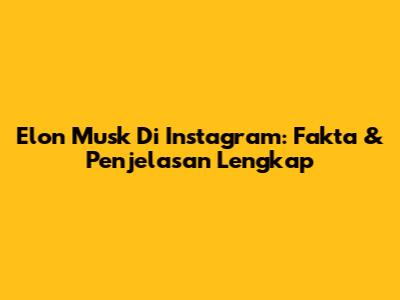 Elon Musk Di Instagram: Fakta & Penjelasan Lengkap