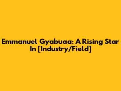 Emmanuel Gyabuaa: A Rising Star In [Industry/Field]