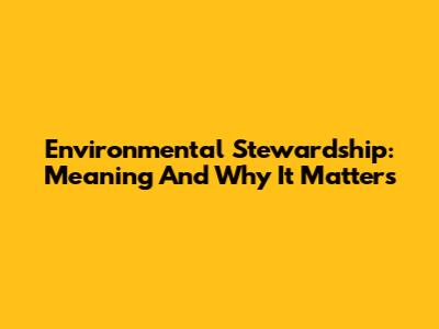 Environmental Stewardship: Meaning And Why It Matters