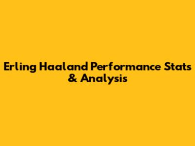 Erling Haaland Performance Stats & Analysis