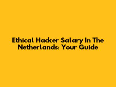 Ethical Hacker Salary In The Netherlands: Your Guide