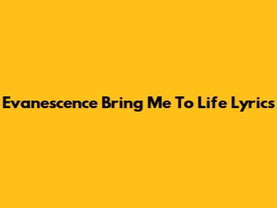 Evanescence Bring Me To Life Lyrics