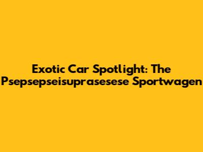 Exotic Car Spotlight: The Psepsepseisuprasesese Sportwagen