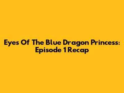 Eyes Of The Blue Dragon Princess: Episode 1 Recap