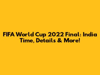 FIFA World Cup 2022 Final: India Time, Details & More!