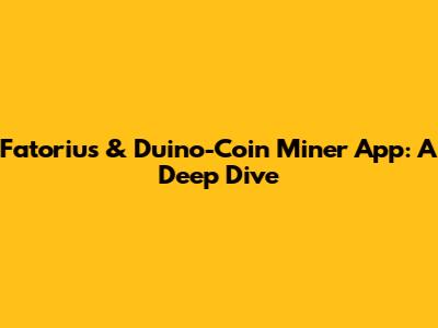 Fatorius & Duino-Coin Miner App: A Deep Dive