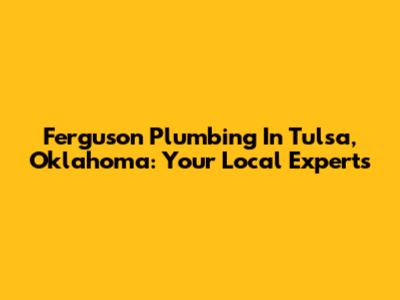 Ferguson Plumbing In Tulsa, Oklahoma: Your Local Experts