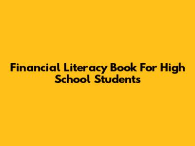 Financial Literacy Book For High School Students