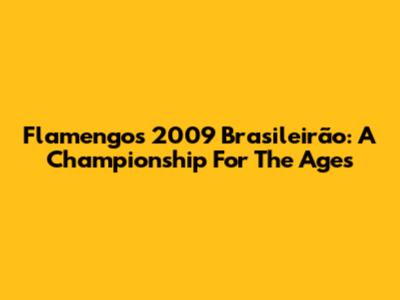 Flamengo's 2009 Brasileirão: A Championship For The Ages