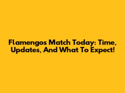 Flamengo's Match Today: Time, Updates, And What To Expect!