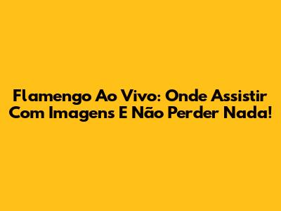 Flamengo Ao Vivo: Onde Assistir Com Imagens E Não Perder Nada!