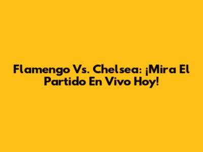 Flamengo Vs. Chelsea: ¡Mira El Partido En Vivo Hoy!
