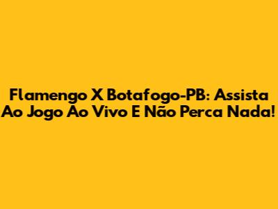 Flamengo X Botafogo-PB: Assista Ao Jogo Ao Vivo E Não Perca Nada!