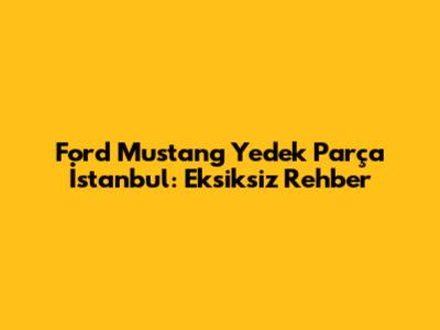 Ford Mustang Yedek Parça İstanbul: Eksiksiz Rehber