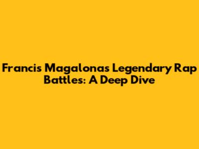 Francis Magalona's Legendary Rap Battles: A Deep Dive