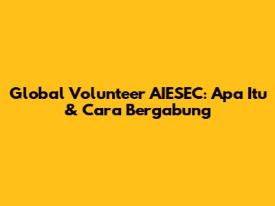 Global Volunteer AIESEC: Apa Itu & Cara Bergabung