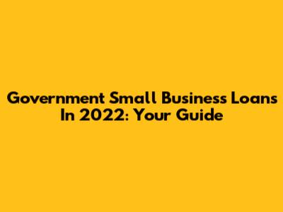 Government Small Business Loans In 2022: Your Guide