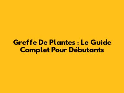 Greffe De Plantes : Le Guide Complet Pour Débutants