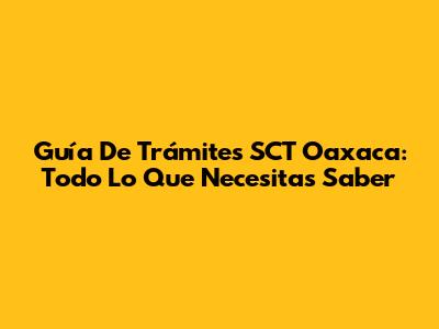Guía De Trámites SCT Oaxaca: Todo Lo Que Necesitas Saber