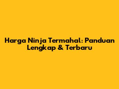 Harga Ninja Termahal: Panduan Lengkap & Terbaru