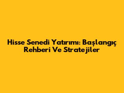 Hisse Senedi Yatırımı: Başlangıç Rehberi Ve Stratejiler