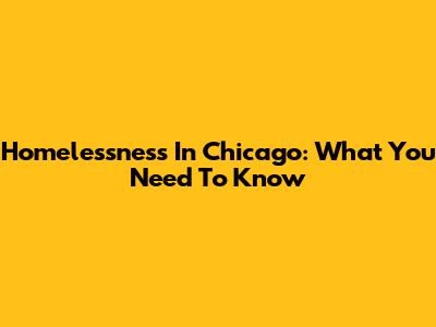 Homelessness In Chicago: What You Need To Know