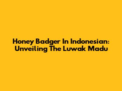 Honey Badger In Indonesian: Unveiling The Luwak Madu