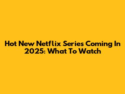 Hot New Netflix Series Coming In 2025: What To Watch
