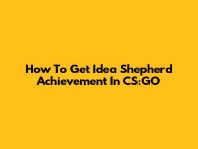 How To Get Idea Shepherd Achievement In CS:GO