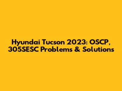 Hyundai Tucson 2023: OSCP, 305SESC Problems & Solutions