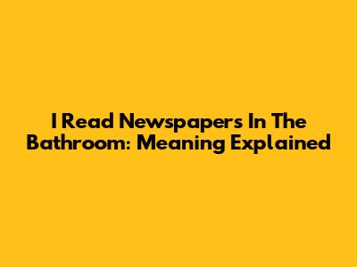I Read Newspapers In The Bathroom: Meaning Explained