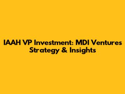 IAAH VP Investment: MDI Ventures' Strategy & Insights