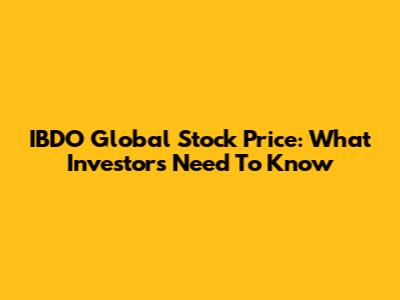 IBDO Global Stock Price: What Investors Need To Know