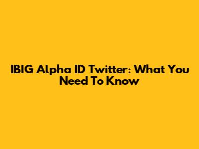 IBIG Alpha ID Twitter: What You Need To Know