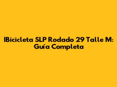 IBicicleta SLP Rodado 29 Talle M: Guía Completa