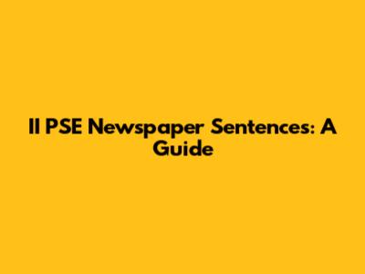 II PSE Newspaper Sentences: A Guide