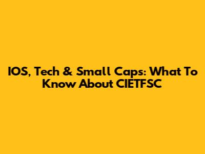 IOS, Tech & Small Caps: What To Know About CIETFSC