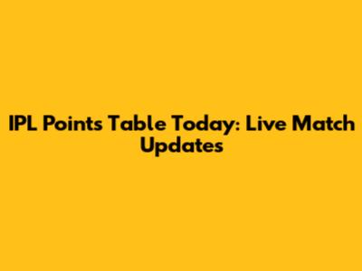 IPL Points Table Today: Live Match Updates