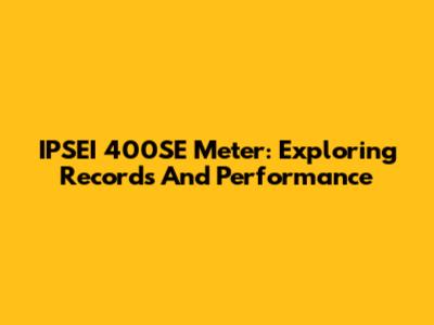 IPSEI 400SE Meter: Exploring Records And Performance