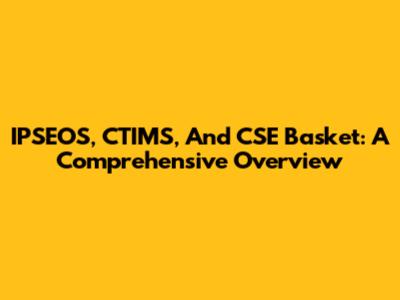 IPSEOS, CTIMS, And CSE Basket: A Comprehensive Overview