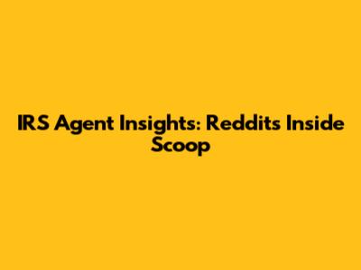 IRS Agent Insights: Reddit's Inside Scoop