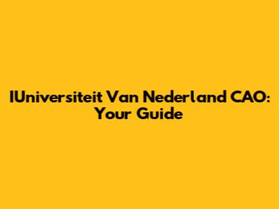 IUniversiteit Van Nederland CAO: Your Guide